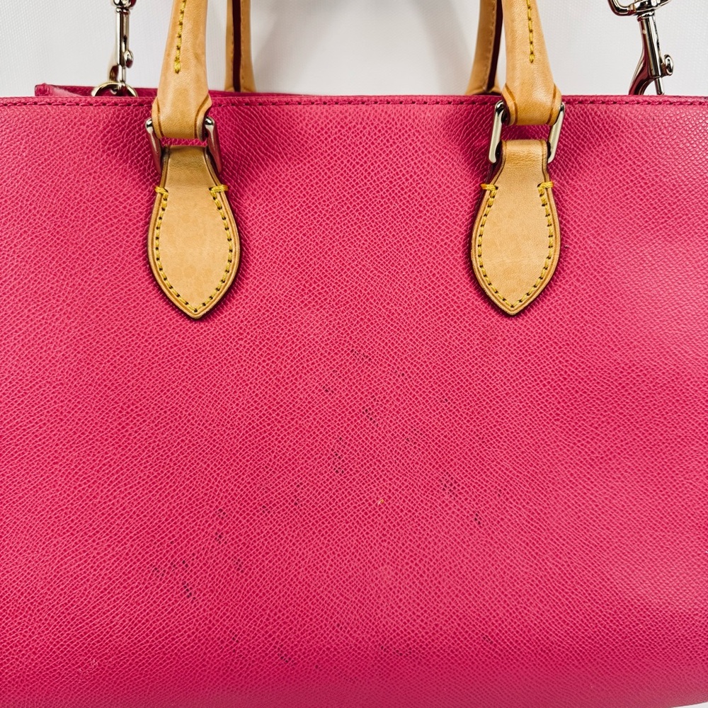 Dooney & Bourke Pink Pebbled Leather Janine Satchel Top Handle w crossbody strap - Picture 7 of 16